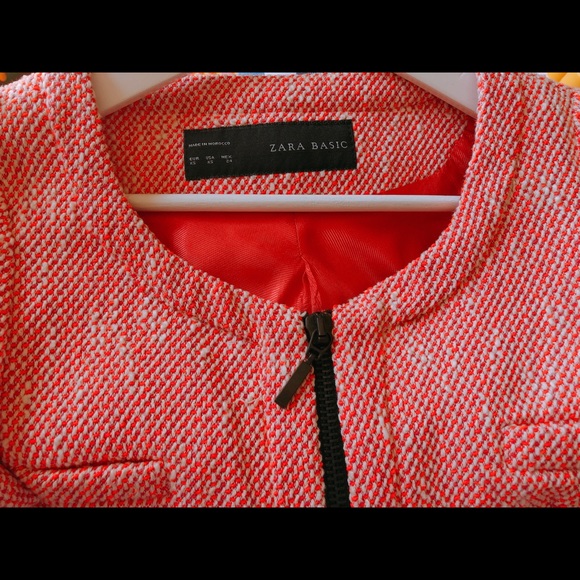 ZARA Pink Tweed Jacket with Zipper Closure, XS/S - Picture 3 of 6